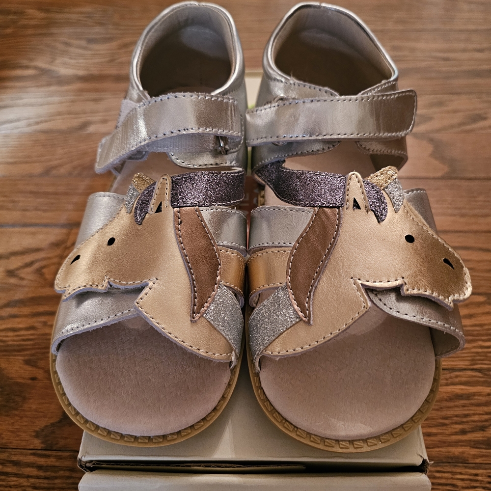 Livie & Luca Unicorn Sandals - Silver and Tan